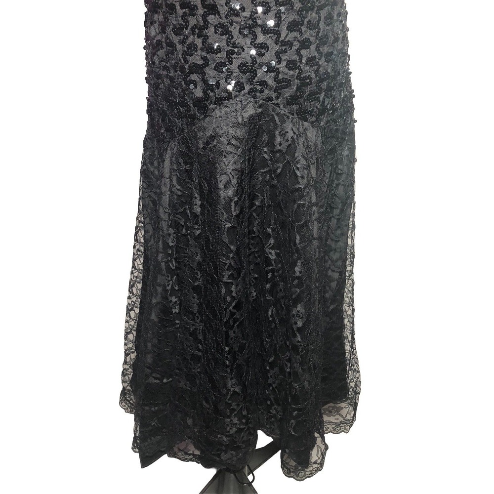 Vtg 90s Goth Lace Sequin Dress Black Whimsygoth Witchy 39-33-39 DAMAGED/STAIND L - Picture 8 of 15